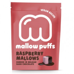Végami vous propose : Marshmallows framboise enrobés de chocolat noir 100g