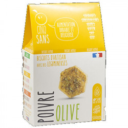 Biscuits apéro olive poivre 100g - Cinq Sans