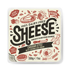 Végami vous propose : Sheese saveur cheddar avec oignons rouges caramélisés 200g