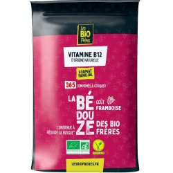 Végami vous propose : Bédouze - doypack vitamine B12 méthylcobalamine goût framboise 365 comprimés - bio